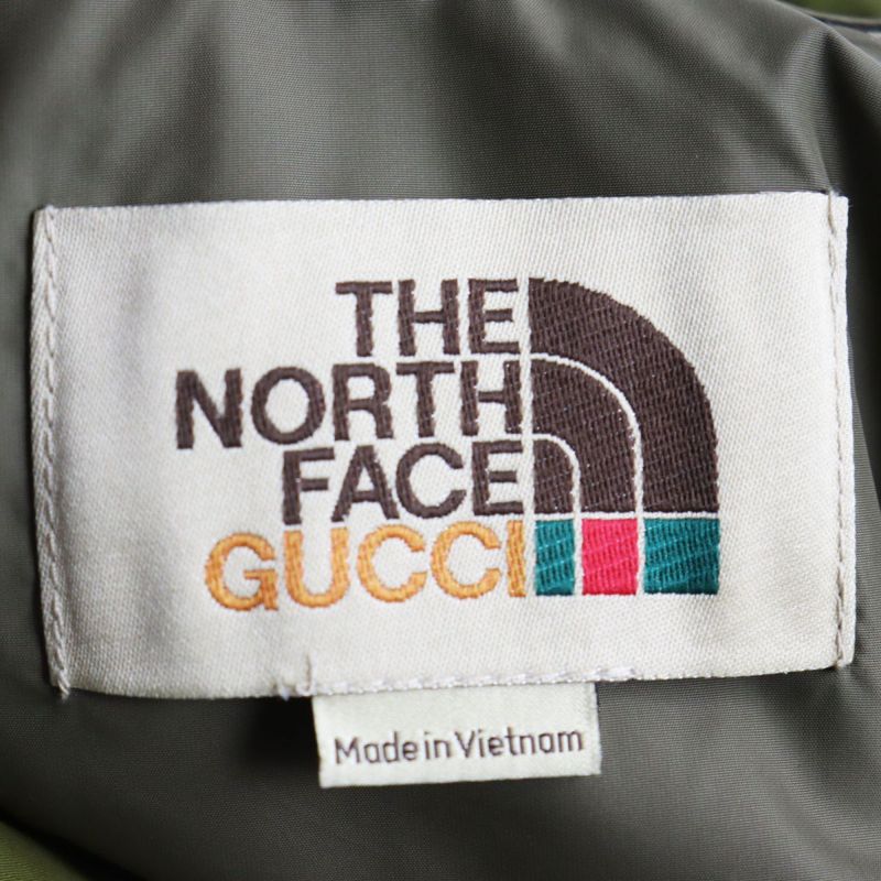 Gucci North Face 648874 Rain Anorak Hoodie With Logo Patch Khaki S Made In