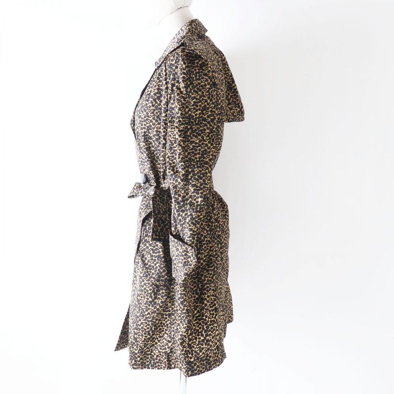 Hermes Louis Vuitton Women's Nylon Trench Coat Leopard Print