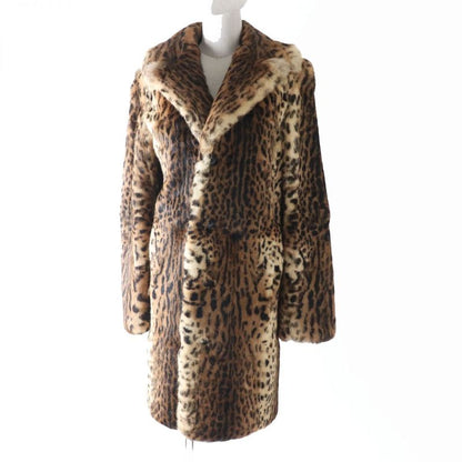 Hermes 18 Saint Laurent Paris 526075 Women's Rabbit Fur Coat Leopard