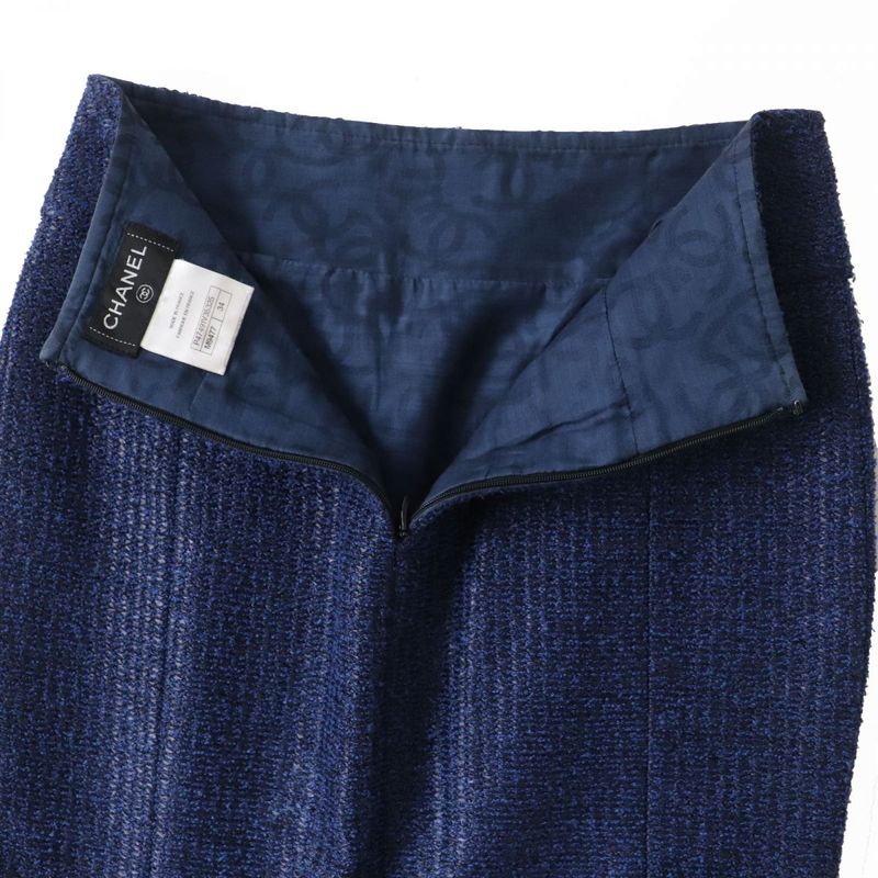 Hermes French CHANEL P47491 Women's Tweed Tight Skirt With Coco Mark Plate