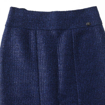 Hermes French CHANEL P47491 Women's Tweed Tight Skirt With Coco Mark Plate