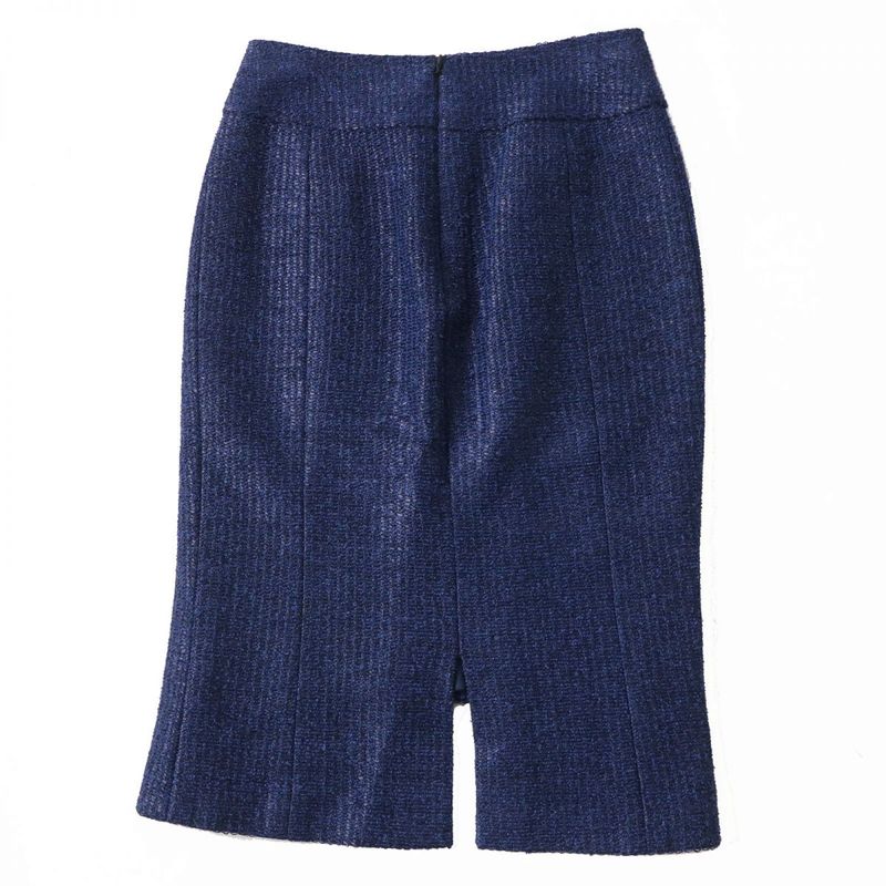 Hermes French CHANEL P47491 Women's Tweed Tight Skirt With Coco Mark Plate