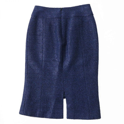 Hermes French CHANEL P47491 Women's Tweed Tight Skirt With Coco Mark Plate