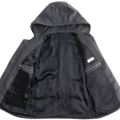 Hermes 100% Cashmere Double Zip Hooded Down Jacket Charcoal Gray 50 Men's Made