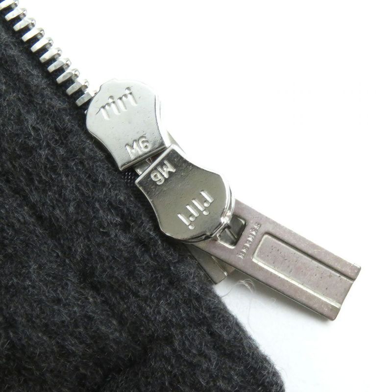 Hermes 100% Cashmere Double Zip Hooded Down Jacket Charcoal Gray 50 Men's Made