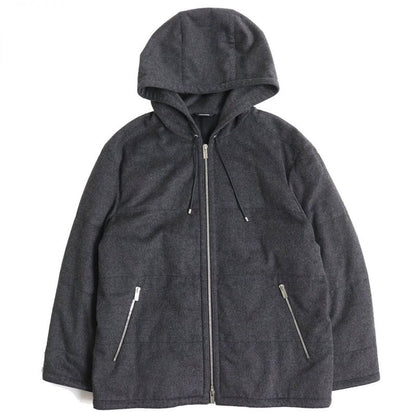 Hermes 100% Cashmere Double Zip Hooded Down Jacket Charcoal Gray 50 Men's Made