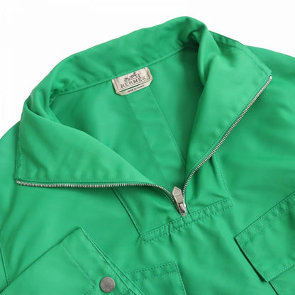 Hermes 2022 Half-zip Pullover Shirt With Serie Buttons Green 46 Men's Made In