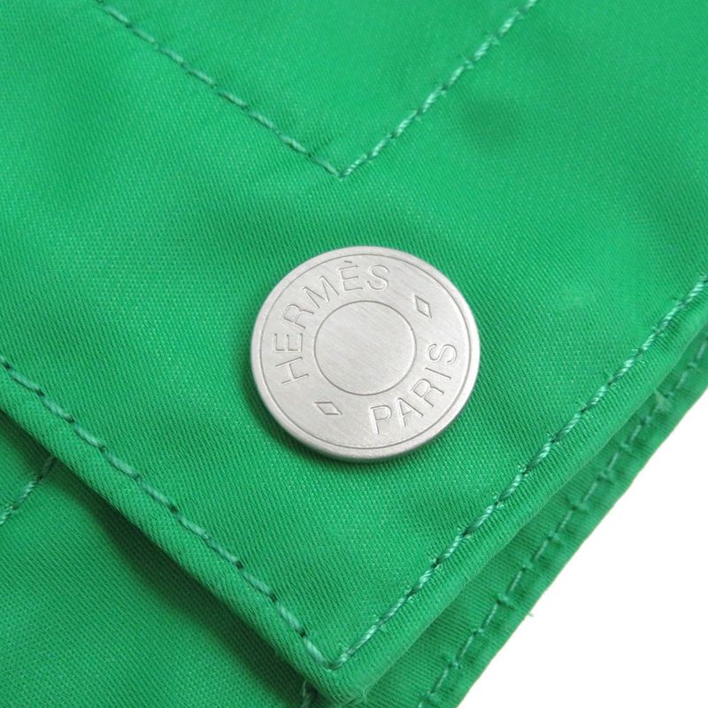 Hermes 2022 Half-zip Pullover Shirt With Serie Buttons Green 46 Men's Made In