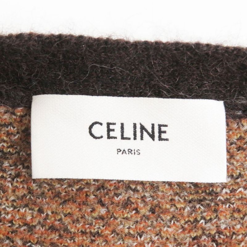 21AW Celine 2a26k730m Plaid Brushed Mohair Alpaca Blend Long Cardigan/knit