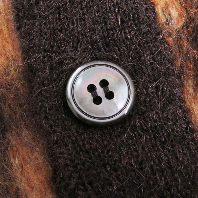 21AW Celine 2a26k730m Plaid Brushed Mohair Alpaca Blend Long Cardigan/knit