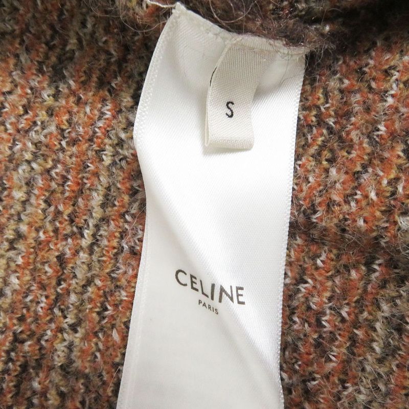 21AW Celine 2a26k730m Plaid Brushed Mohair Alpaca Blend Long Cardigan/knit