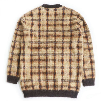 21AW Celine 2a26k730m Plaid Brushed Mohair Alpaca Blend Long Cardigan/knit