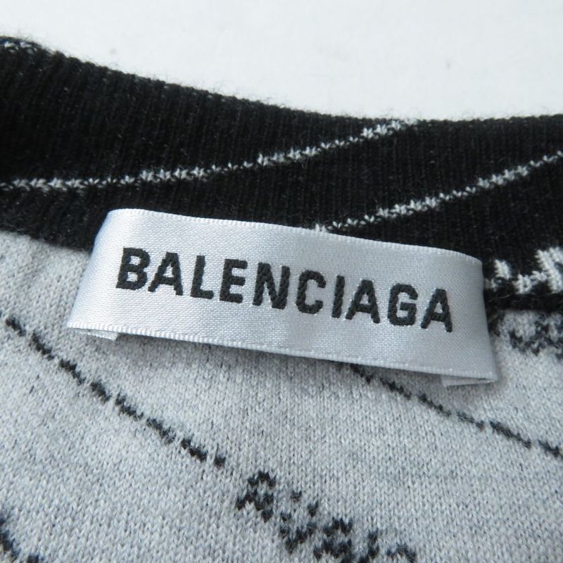 Balenciaga 2019 559078 Crew Neck Jacquard Logo Knit Sweater Women's