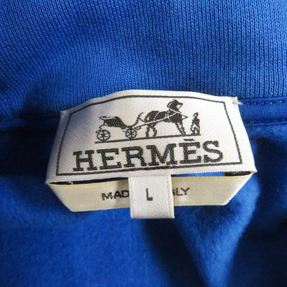 21SS Hermes Hello Mr Farière Lamb Leather Patch Sweatshirt Hoodie Blue L Made
