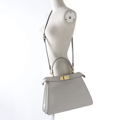 Fendi 8bn321 Peekaboo Icieux Medium 2 Way Hand/shoulder Bag Light Gray