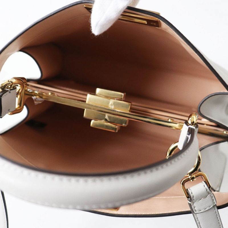 Fendi 8bn321 Peekaboo Icieux Medium 2 Way Hand/shoulder Bag Light Gray