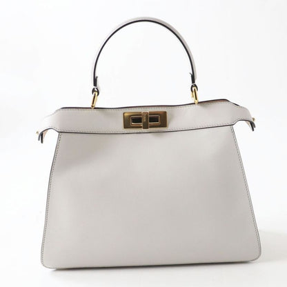 Fendi 8bn321 Peekaboo Icieux Medium 2 Way Hand/shoulder Bag Light Gray