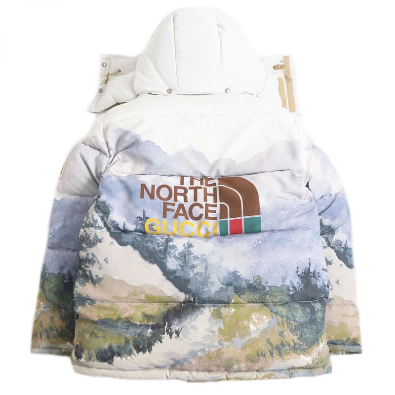 21aw Gucci X The North Face 670603 Trail Print Hooded Down Jacket/puffy Jacket