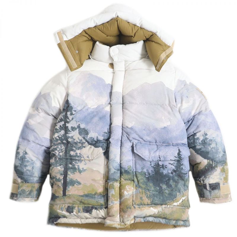 21aw Gucci X The North Face 670603 Trail Print Hooded Down Jacket/puffy Jacket