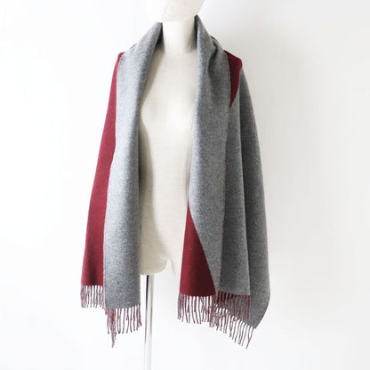 Hermes Made In Germany 100% Cashmere Kazak Large Shawl/scarf With Fringe