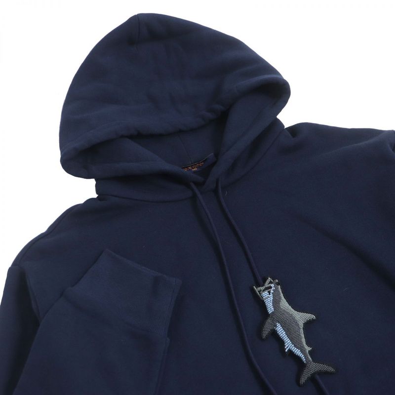 21SS Louis Vuitton 1a8r2q Beaded Shark Pullover Sweatshirt Hoodie Navy L Made