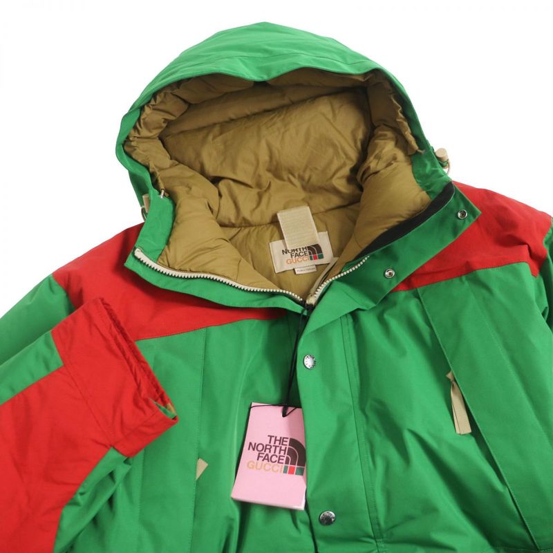 22ss Gucci X The North Face 663758 Logo Embroidery WZIP Hooded Down Jacket