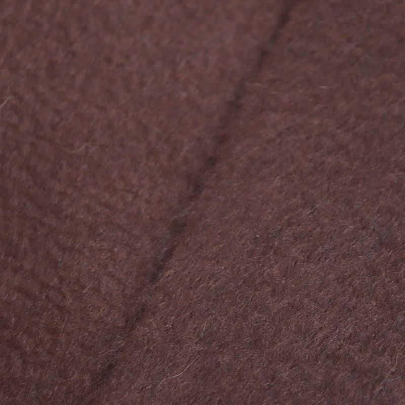 Hermes Logo Embroidered Fringed 100% Cashmere Scarf Red Brown Made In Scotland