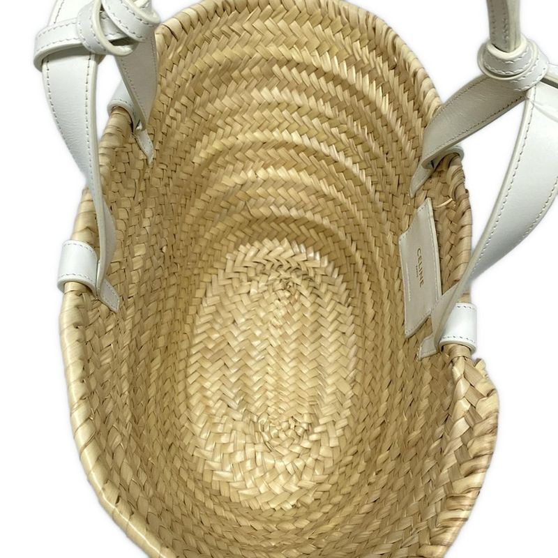 Celine Tote Bag Teen Triomphe Pannier Beige And White Basket Bag/2way