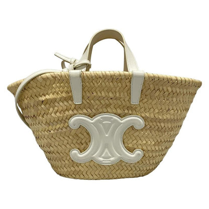 Celine Tote Bag Teen Triomphe Pannier Beige And White Basket Bag/2way
