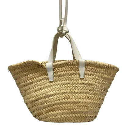 Celine Tote Bag Teen Triomphe Pannier Beige And White Basket Bag/2way