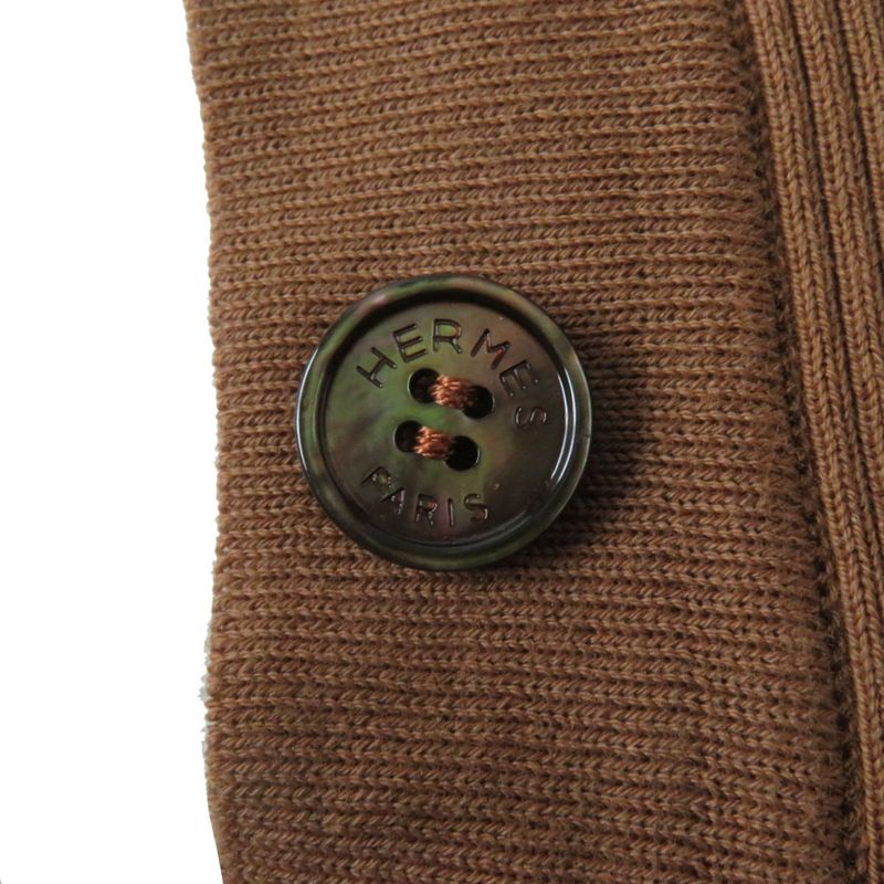 Hermes Women's 100% Silk Long-sleeved Cardigan With Brown And