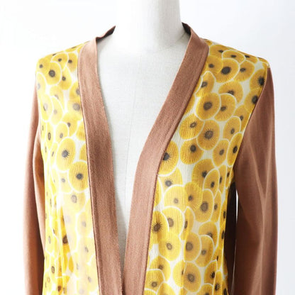 Hermes Women's 100% Silk Long-sleeved Cardigan With Brown And