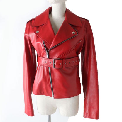 Celine 25t33 962A Phoebe Period Padded Leather Double Riders Jacket