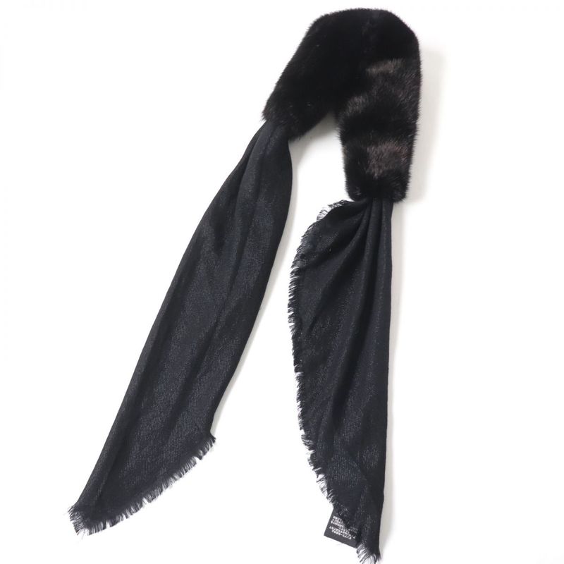 Gucci 460300 GG Patterned Minked Silk Blend Scarf/shawl/scarf Black