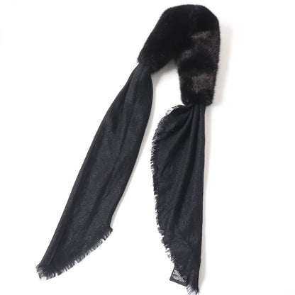 Gucci 460300 GG Patterned Minked Silk Blend Scarf/shawl/scarf Black