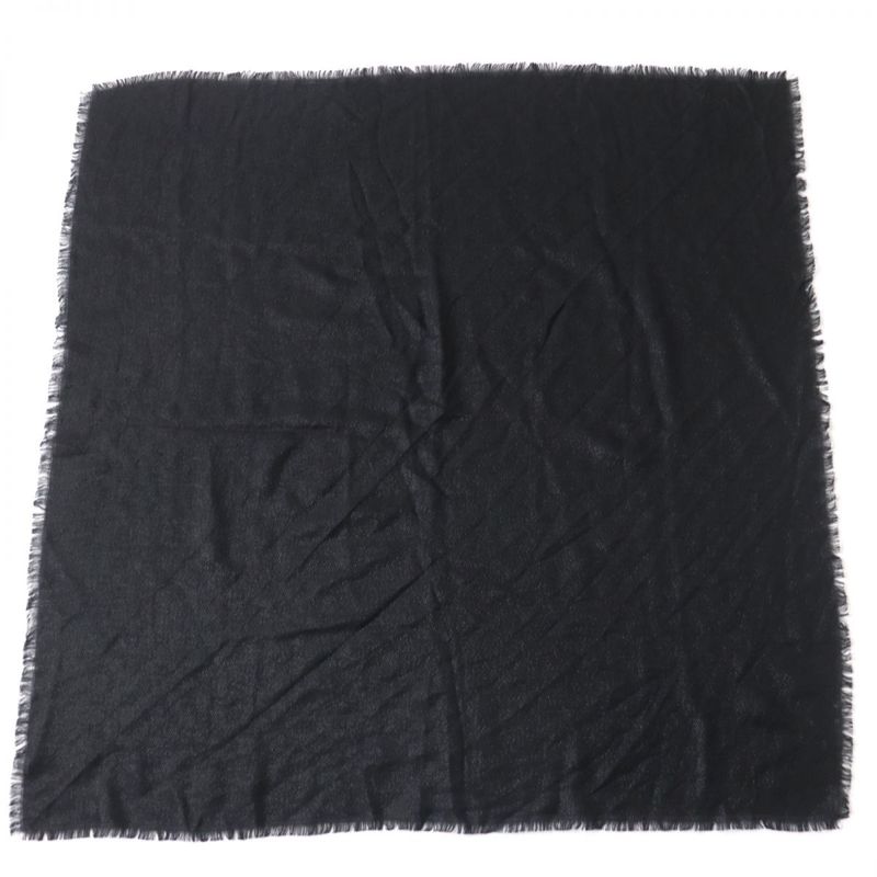 Gucci 460300 GG Patterned Minked Silk Blend Scarf/shawl/scarf Black