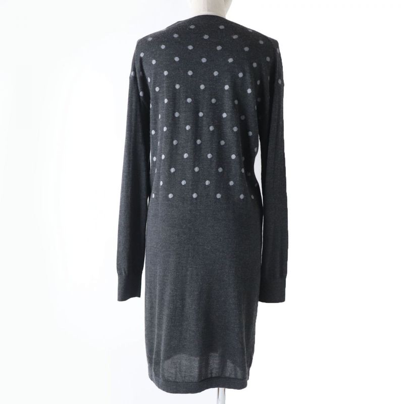 Hermes 21 Clic Clac Long-sleeved Knit Dress In Dotted Silk And Cashmere