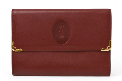 Cartier Folded Wallet Trifold Vintage Cartier Must De Cartier Bordeaux With