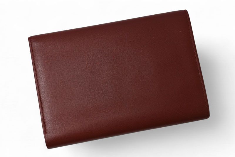 Cartier Folded Wallet Trifold Vintage Cartier Must De Cartier Bordeaux With