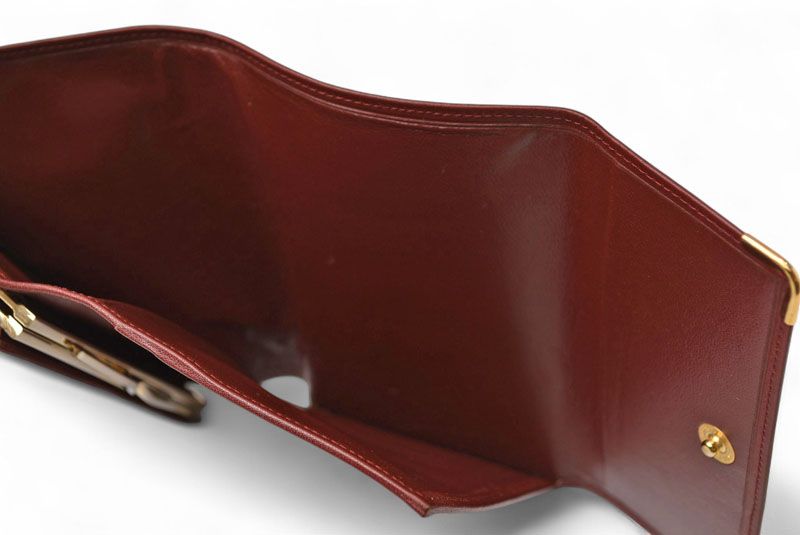 Cartier Folded Wallet Trifold Vintage Cartier Must De Cartier Bordeaux With