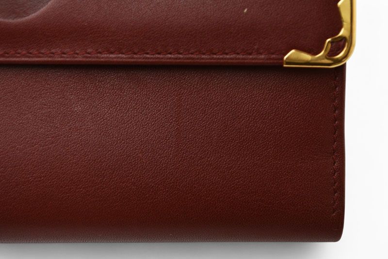 Cartier Folded Wallet Trifold Vintage Cartier Must De Cartier Bordeaux With