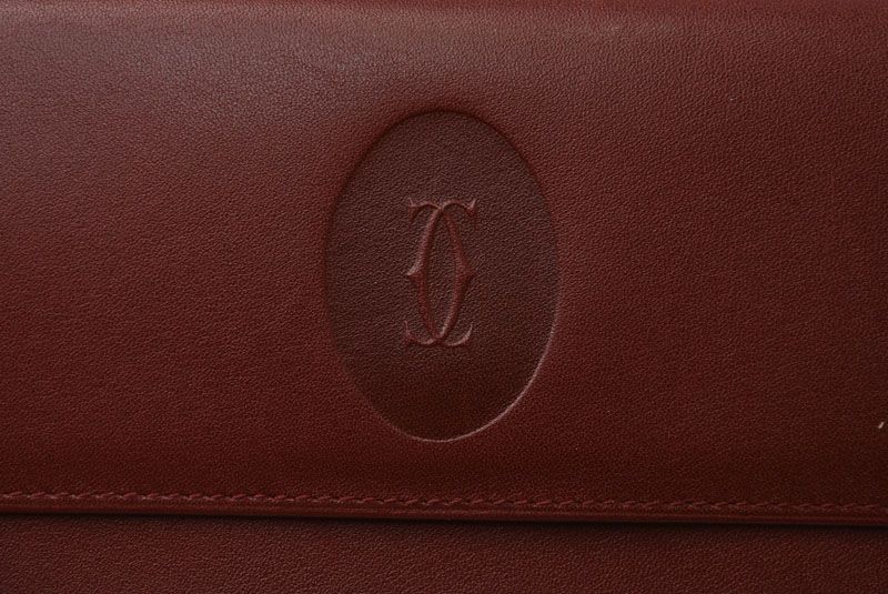 Cartier Folded Wallet Trifold Vintage Cartier Must De Cartier Bordeaux With