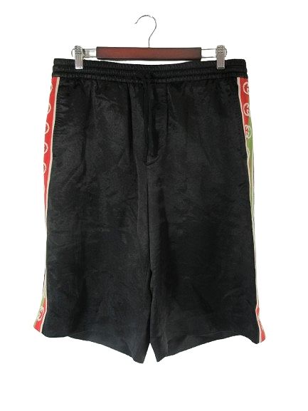 Gucci 625893 Zaep5 Half Pants Shorts Logo Size 50 Black QQQ