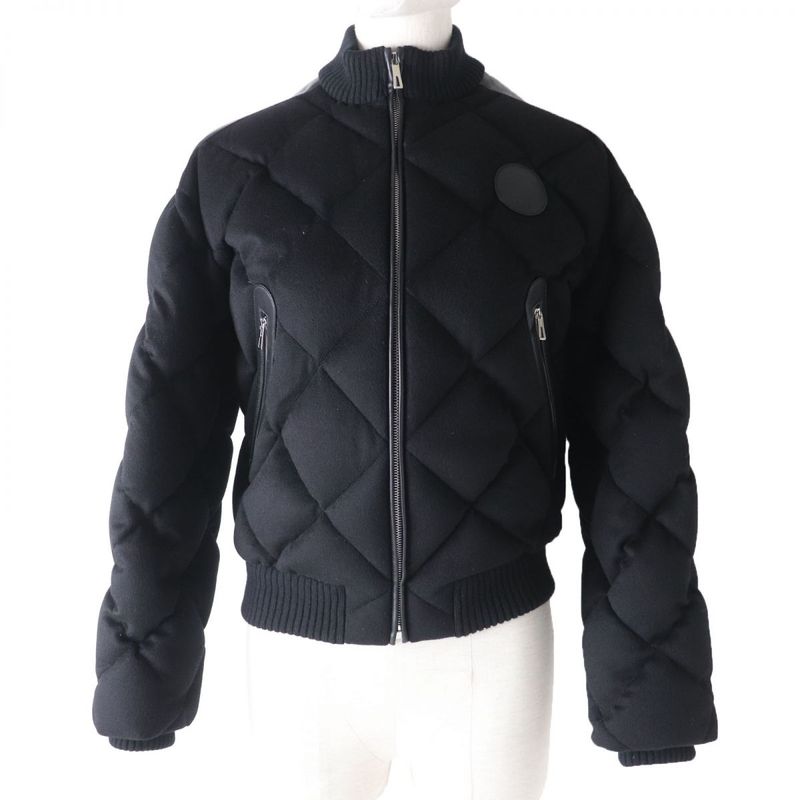 Hermes 21AW Leather With Logo Patch Switching 100% Cashmere Down Jacket