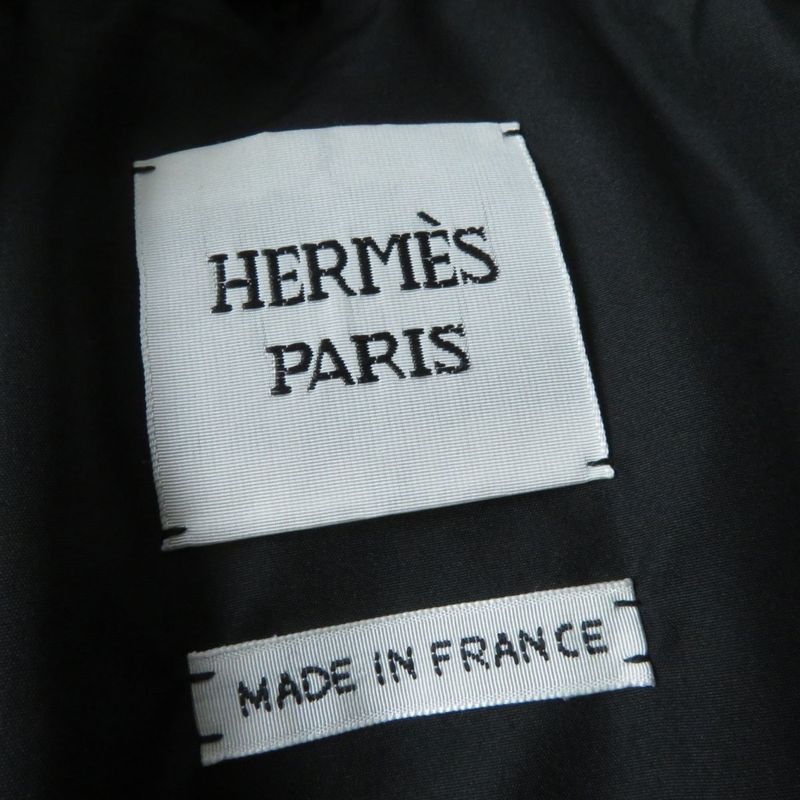 Hermes 21AW Leather With Logo Patch Switching 100% Cashmere Down Jacket