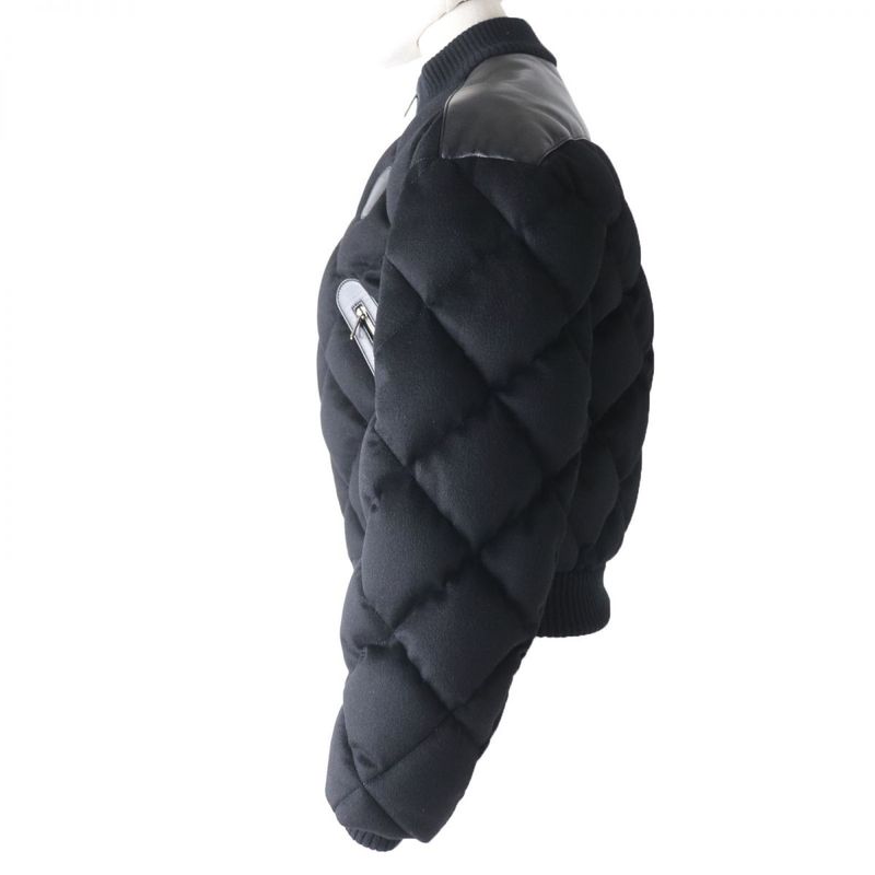 Hermes 21AW Leather With Logo Patch Switching 100% Cashmere Down Jacket