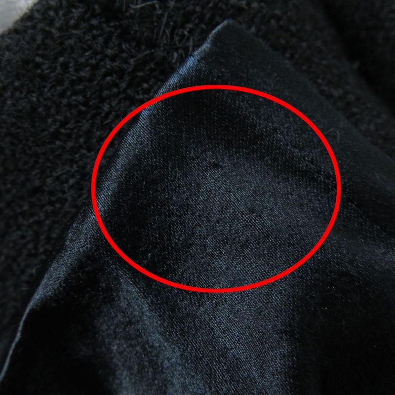 CHANEL 06A P29407 Logo Button With Stones Lined Silk Wool Coat Black 44