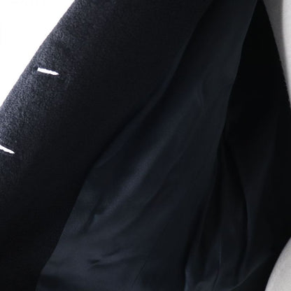 CHANEL 06A P29407 Logo Button With Stones Lined Silk Wool Coat Black 44