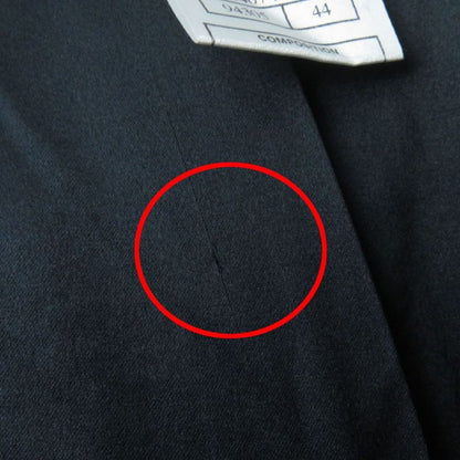 CHANEL 06A P29407 Logo Button With Stones Lined Silk Wool Coat Black 44