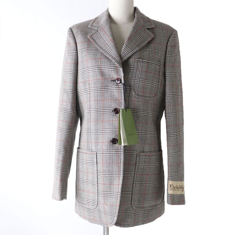 Gucci 2021 652006 Glen Check Pattern Single Jacket/wool Jacket Grayish